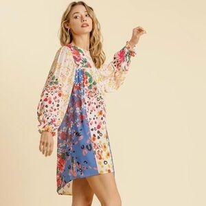 Umgee mixed floral print babydoll dress